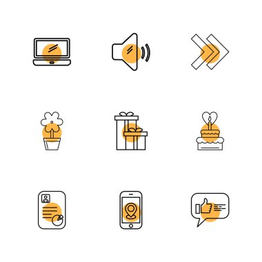 beyaz zemin üzerine minimalist düz vektör app simge kümesi