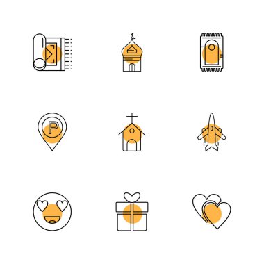 Beyaz arka plan üzerinde renkli daireler ile minimalist düz vektör app simgeleri