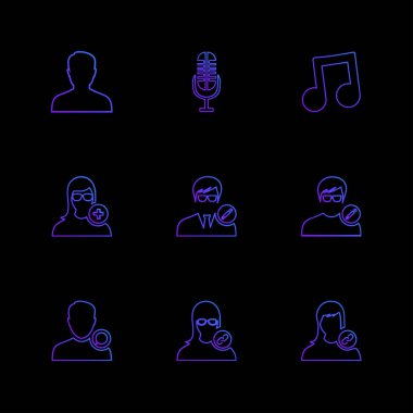 farklı minimalist düz vektör app simgeler siyah arka plan üzerine