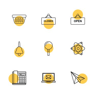 Beyaz arka plan üzerinde farklı minimalist düz vektör app simgeleri