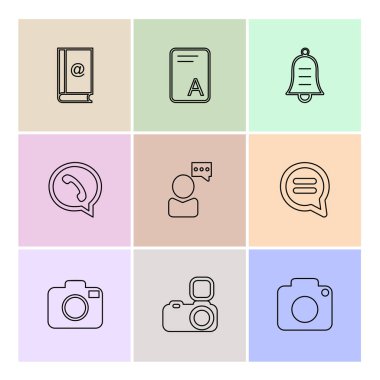 Beyaz arka plan üzerinde izole minimalist düz vektör app simgeleri