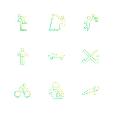 Beyaz arka plan üzerinde farklı minimalist düz vektör app simgeleri