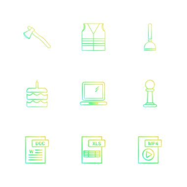 beyaz zemin üzerine minimalist düz vektör app simge kümesi