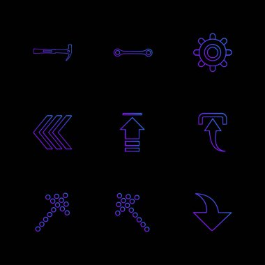 farklı minimalist düz vektör app simgeler siyah arka plan üzerine