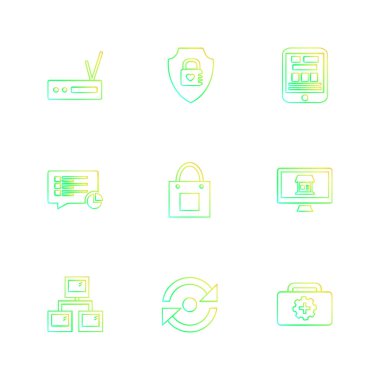 Beyaz arka plan üzerinde farklı minimalist düz vektör app simgeleri