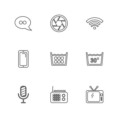 minimalist düz vektör app simgeleri beyaz arka plan üzerinde