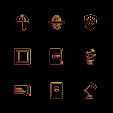 farklı minimalist düz vektör app simgeler siyah arka plan üzerine