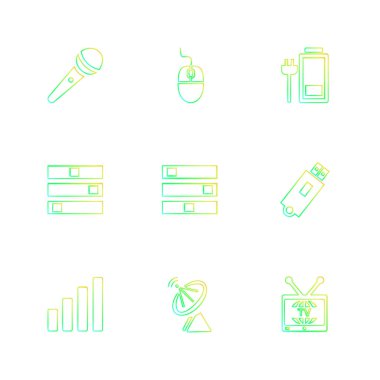 Beyaz arka plan üzerinde farklı minimalist düz vektör app simgeleri