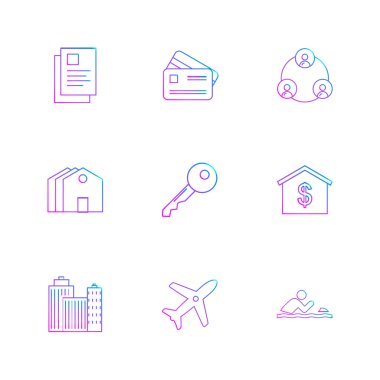 Farklı minimalist düz vektör app simgeleri