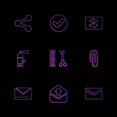 minimalist düz vektör app simgeler siyah arka plan üzerine