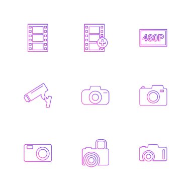 Beyaz arka plan üzerinde farklı minimalist düz vektör app simgeleri