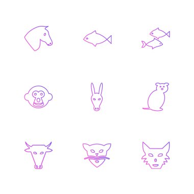 Beyaz arka plan üzerinde farklı minimalist düz vektör app simgeleri