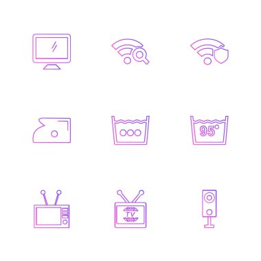 Beyaz arka plan üzerinde renkli minimalist düz vektör app simgeleri