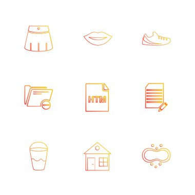 Beyaz arka plan üzerinde renkli minimalist düz vektör app simgeleri