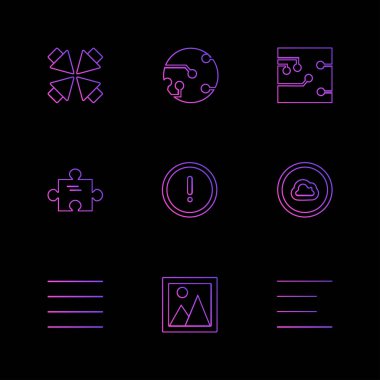 farklı minimalist düz vektör app simgeler siyah arka plan üzerine