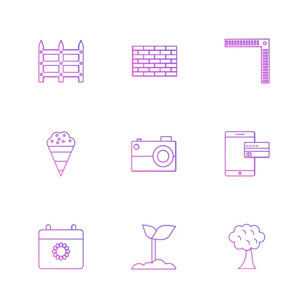 Conjunto Iconos Aplicaciones Vectores Planos Minimalistas Sobre Fondo Blanco — Vector de stock