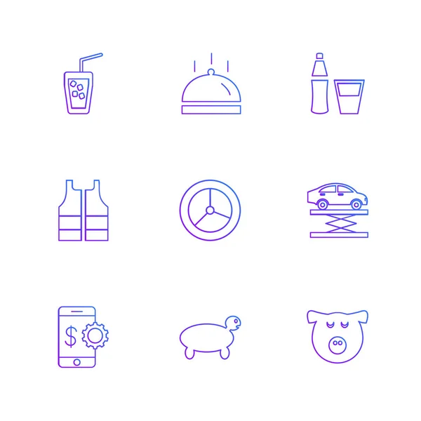 Conjunto Iconos Aplicación Vector Plano Minimalista — Vector de stock