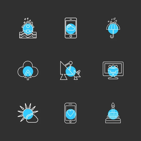 Olika Minimalistisk Platt Vector Appikoner — Stock vektor