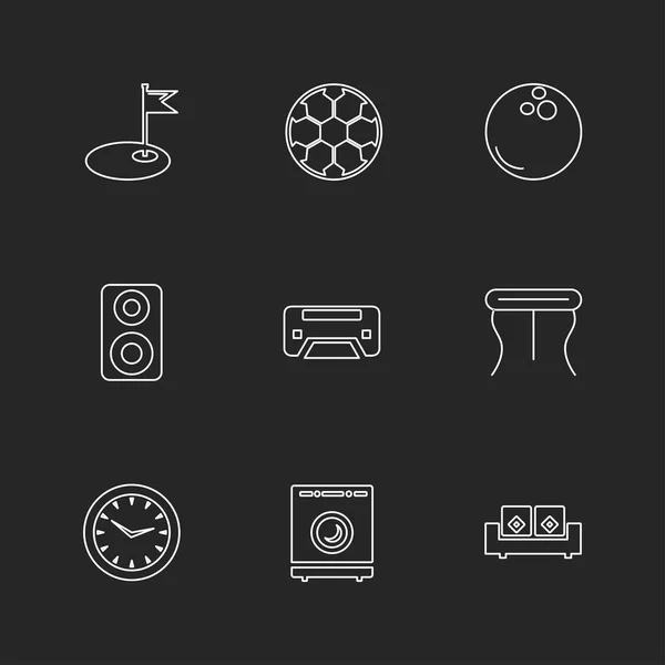 Set Minimalistischer Flacher Vektor App Symbole Auf Schwarzem Hintergrund — Stockvektor