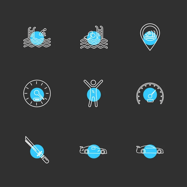 Icônes Application Vectoriel Plat Minimaliste Avec Des Cercles Colorés Sur — Image vectorielle