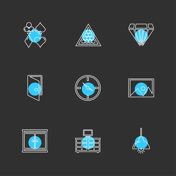 Diferentes Iconos Aplicación Vector Plano Minimalista Sobre Fondo Negro — Vector de stock