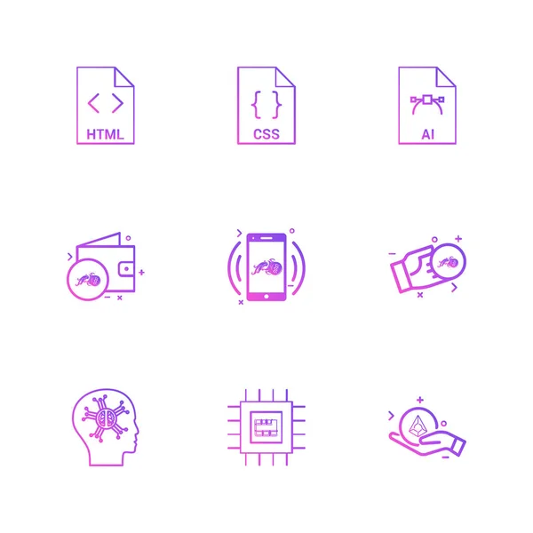 Conjunto Aleatorio Iconos Aplicaciones Planas Simples Ilustración Vectores — Vector de stock
