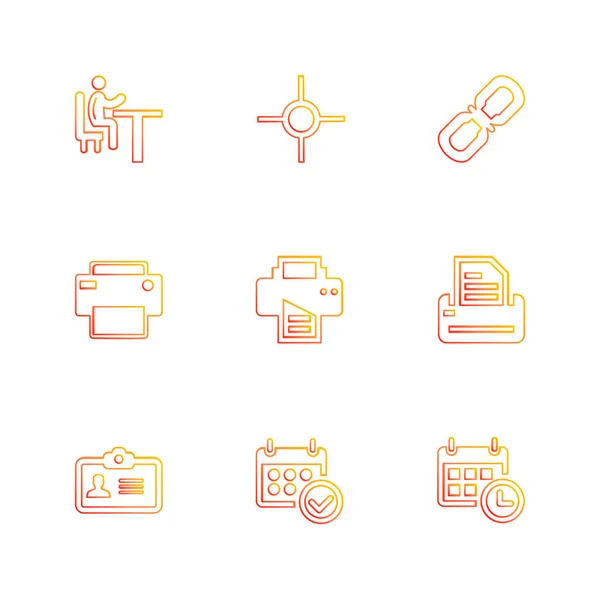 Különböző Minimalista Lakás Vektorgrafikus Alkalmazás Ikonok — Stock Vector