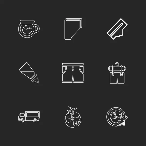 Verschillende Minimalistische Platte Vector App Pictogrammen — Stockvector