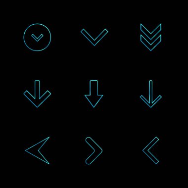 siyah arka plan üzerine minimalist düz vektör app simge kümesi