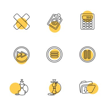 Beyaz arka plan üzerinde farklı minimalist düz vektör app simgeleri