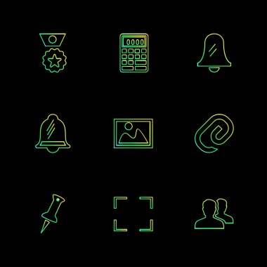 farklı minimalist düz vektör app simgeler siyah arka plan üzerine