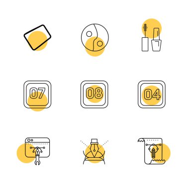 Beyaz arka plan üzerinde farklı minimalist düz vektör app simgeleri