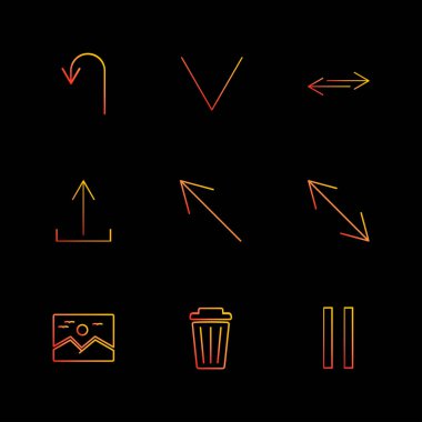 farklı minimalist düz vektör app simgeler siyah arka plan üzerine