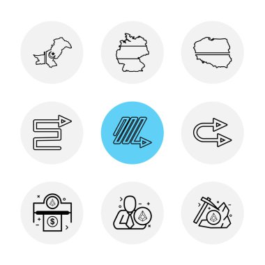 Beyaz arka plan üzerinde farklı minimalist düz vektör app simgeleri