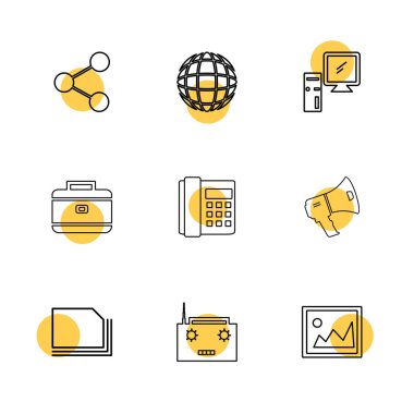 Beyaz arka plan üzerinde farklı minimalist düz vektör app simgeleri