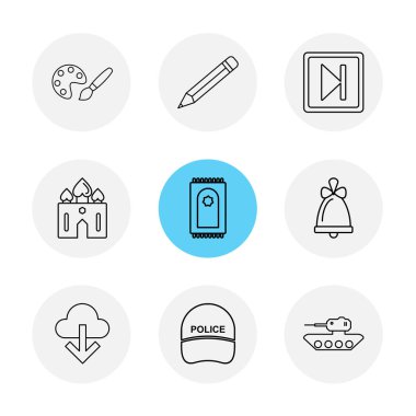 beyaz zemin üzerine minimalist düz vektör app simge kümesi