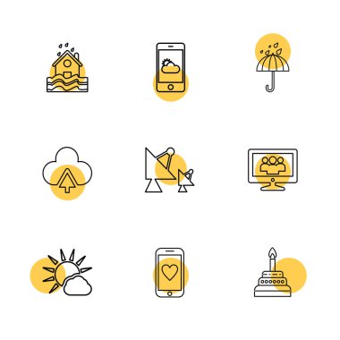Beyaz arka plan üzerinde farklı minimalist düz vektör app simgeleri