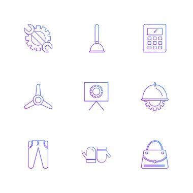 Beyaz arka plan üzerinde farklı minimalist düz vektör app simgeleri