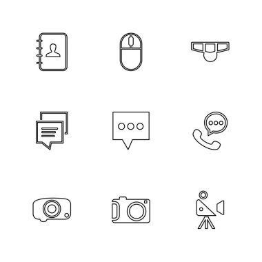 Beyaz arka plan üzerinde farklı minimalist düz vektör app simgeleri