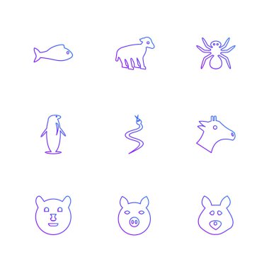 Beyaz arka plan üzerinde farklı minimalist düz vektör app simgeleri