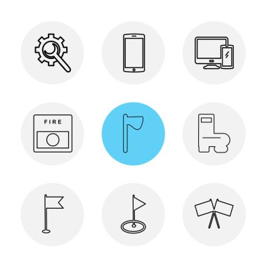 Beyaz arka plan üzerinde farklı minimalist düz vektör app simgeleri