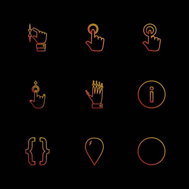 farklı minimalist düz vektör app simgeler siyah arka plan üzerine