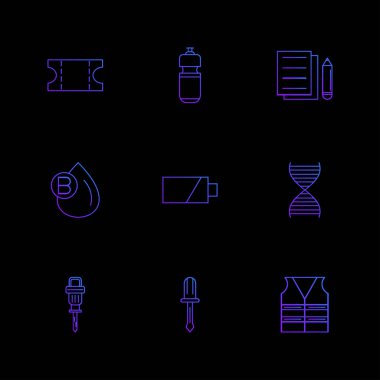 farklı minimalist düz vektör app simgeler siyah arka plan üzerine