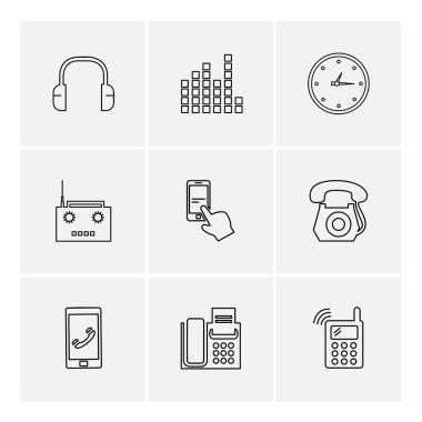 Beyaz arka plan üzerinde farklı minimalist düz vektör app simgeleri