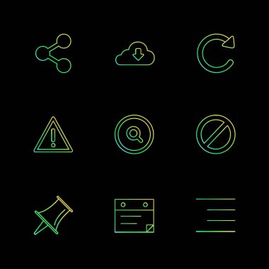 farklı minimalist düz vektör app simgeler siyah arka plan üzerine