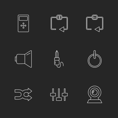 farklı minimalist düz vektör app simgeler siyah arka plan üzerine