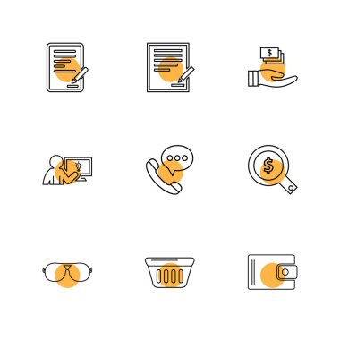 Beyaz arka plan üzerinde farklı minimalist düz vektör app simgeleri