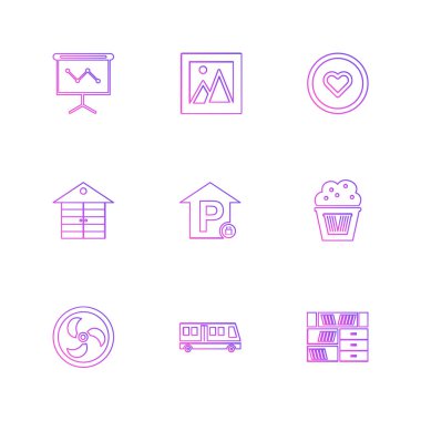 Farklı minimalist düz vektör app simgeleri