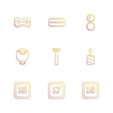 beyaz zemin üzerine minimalist düz vektör app simge kümesi