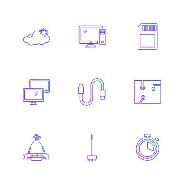 Beyaz arka plan üzerinde farklı minimalist düz vektör app simgeleri